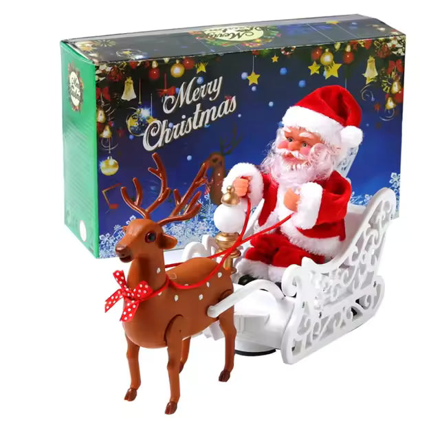 Santa Claus Musical Deer Sled