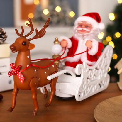 Santa Claus Musical Deer Sled