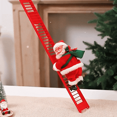 Santa Claus Climbing on Ladder